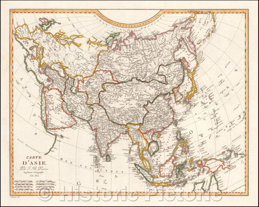 Historic Map - Carte D'Asie, 1810, Jean Baptiste Poirson - Vintage Wall Art