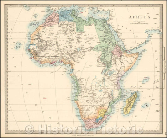 Historic Map - Africa, 1860, SDUK - Vintage Wall Art