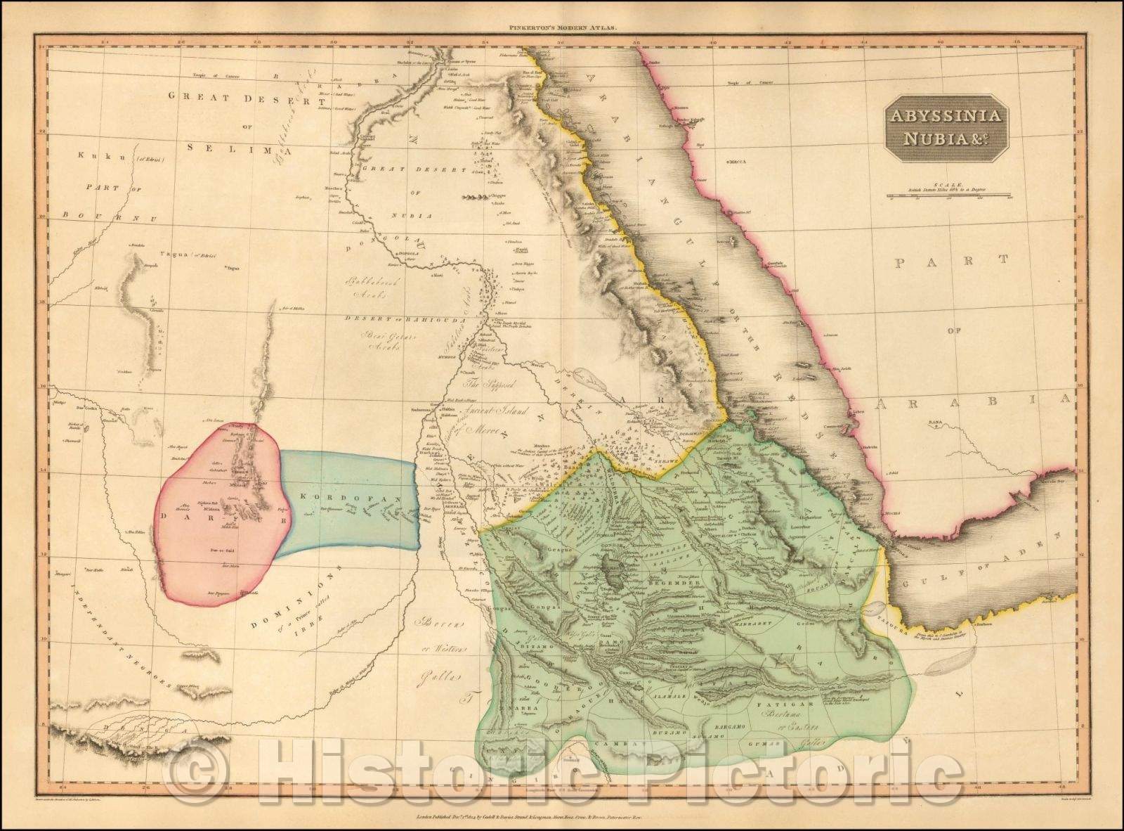 Historic Map - Abyssinia Nubia, 1812, John Pinkerton - Vintage Wall Art