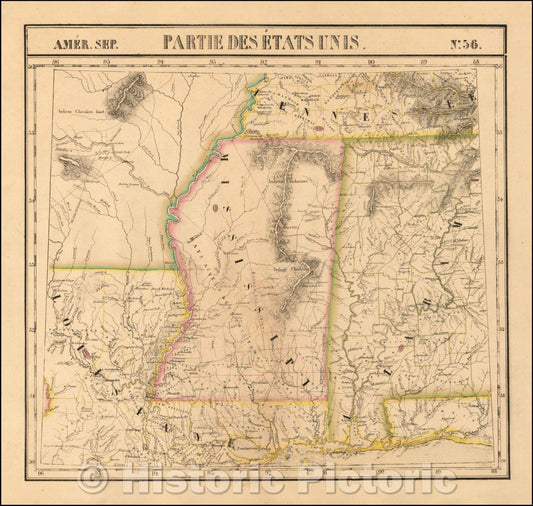 Historic Map - Alabama, Mississippi, Arkansas, Louisiana and part of Tennessee and Western Florida Amer. Sep. No. 56 Partie des ?ats Unis, 1825 v1