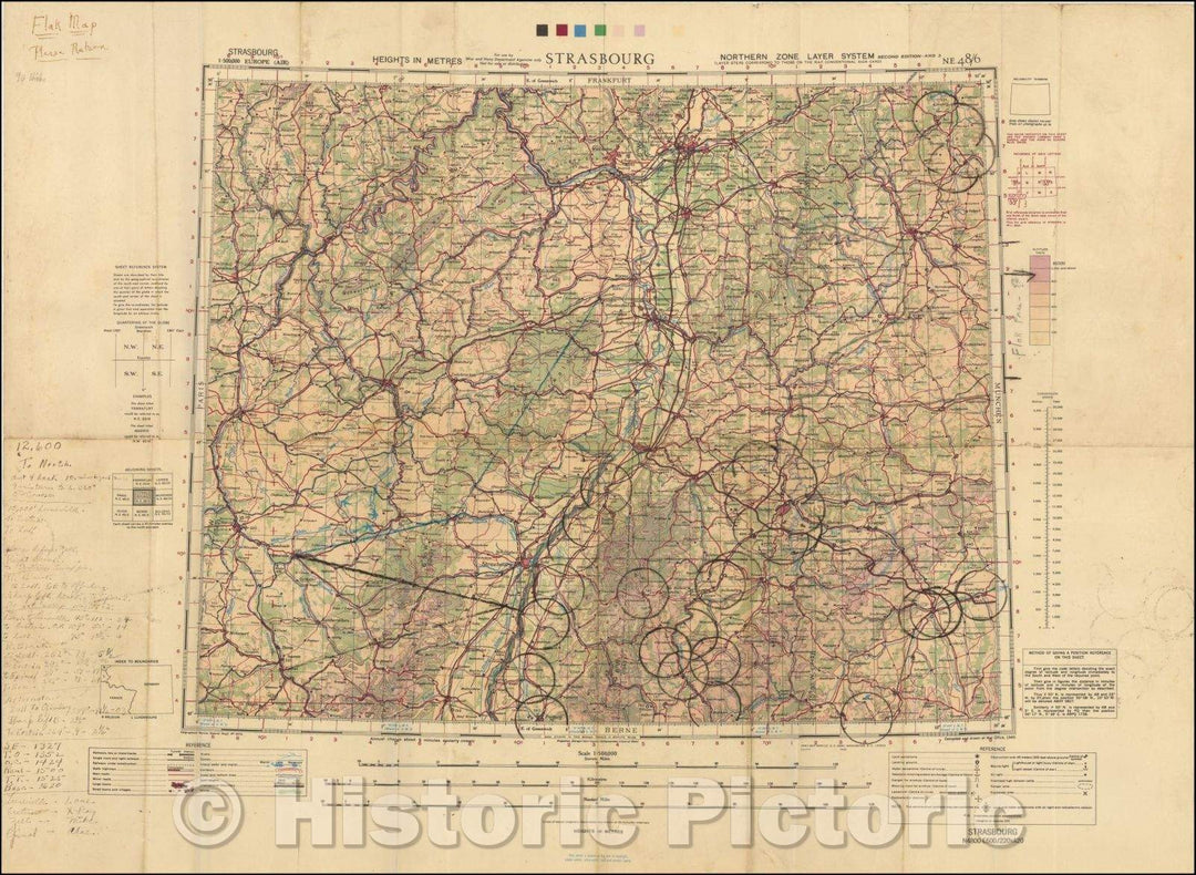 Historic Map - Strasbourg (Flak Map), 1940, Geographical Section, War Office (UK) - Vintage Wall Art
