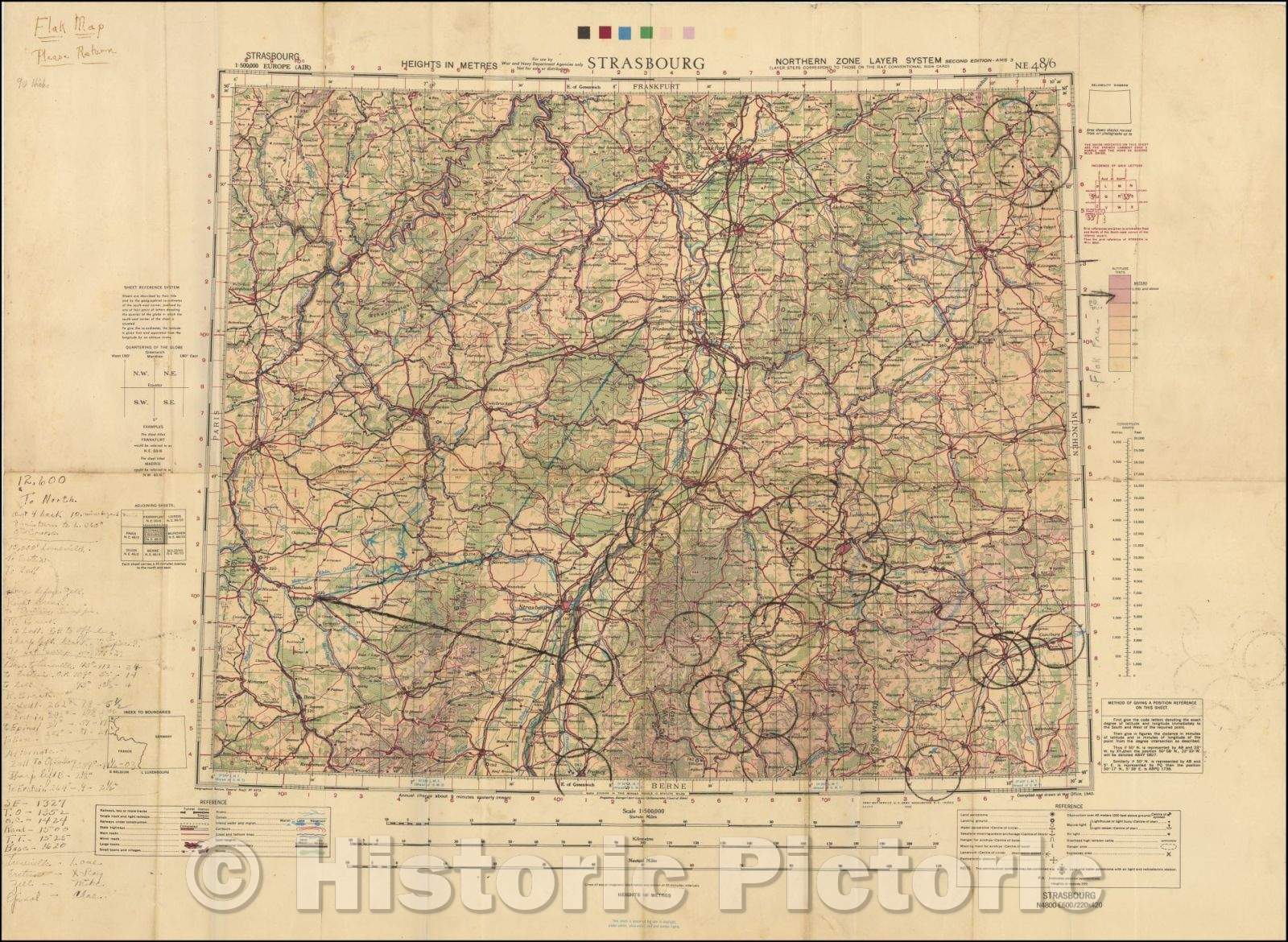 Historic Map - Strasbourg (Flak Map), 1940, Geographical Section, War Office (UK) - Vintage Wall Art
