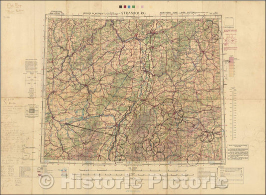 Historic Map - Strasbourg (Flak Map), 1940, Geographical Section, War Office (UK) - Vintage Wall Art