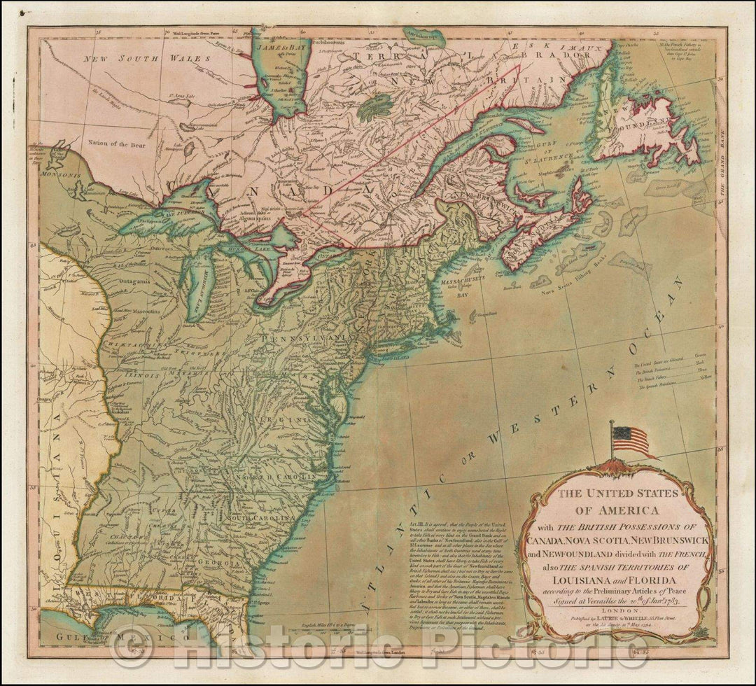 Historic Map - The United States of America with The British Possessions, 1794, Richard Holmes Laurie - Vintage Wall Art