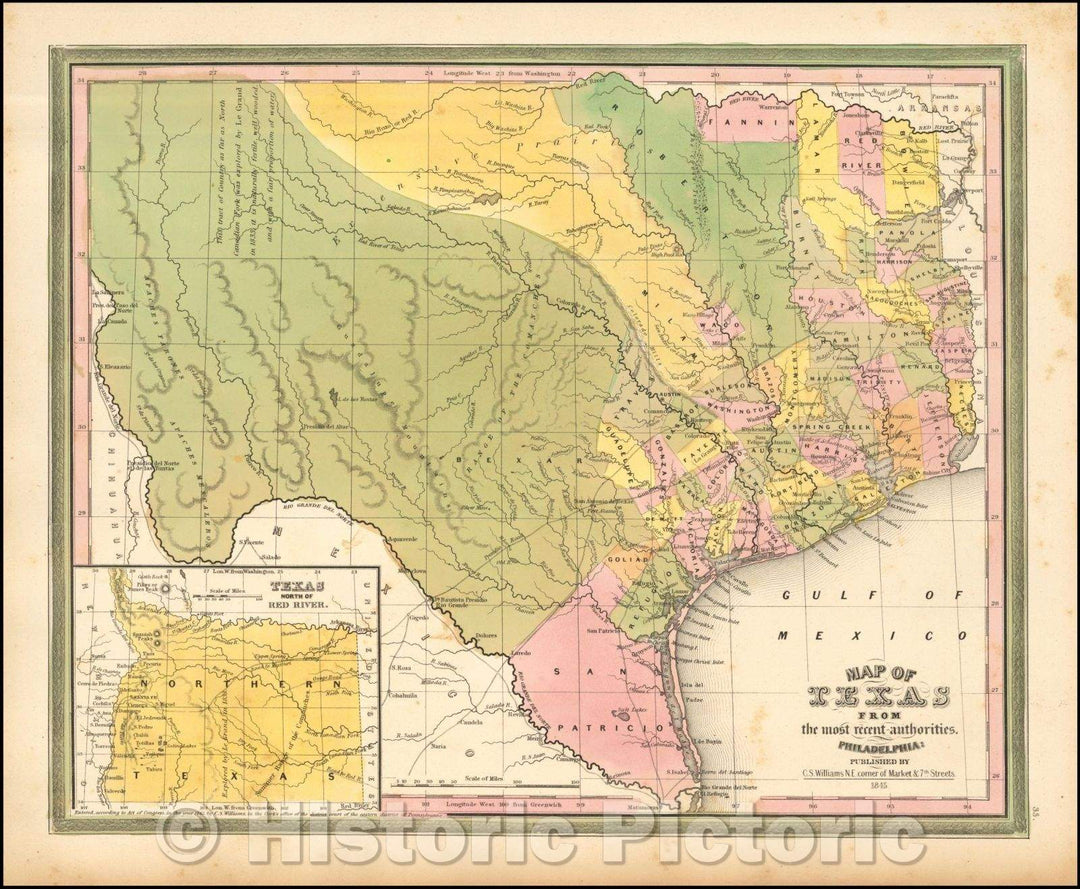 Historic Map - Map of Texas From the most recent authorities, 1846, Samuel Augustus Mitchell v1