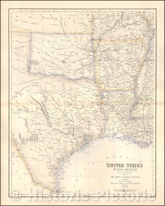 Historic Map - United States North America, 1855, Archibald Fullarton & Co. - Vintage Wall Art