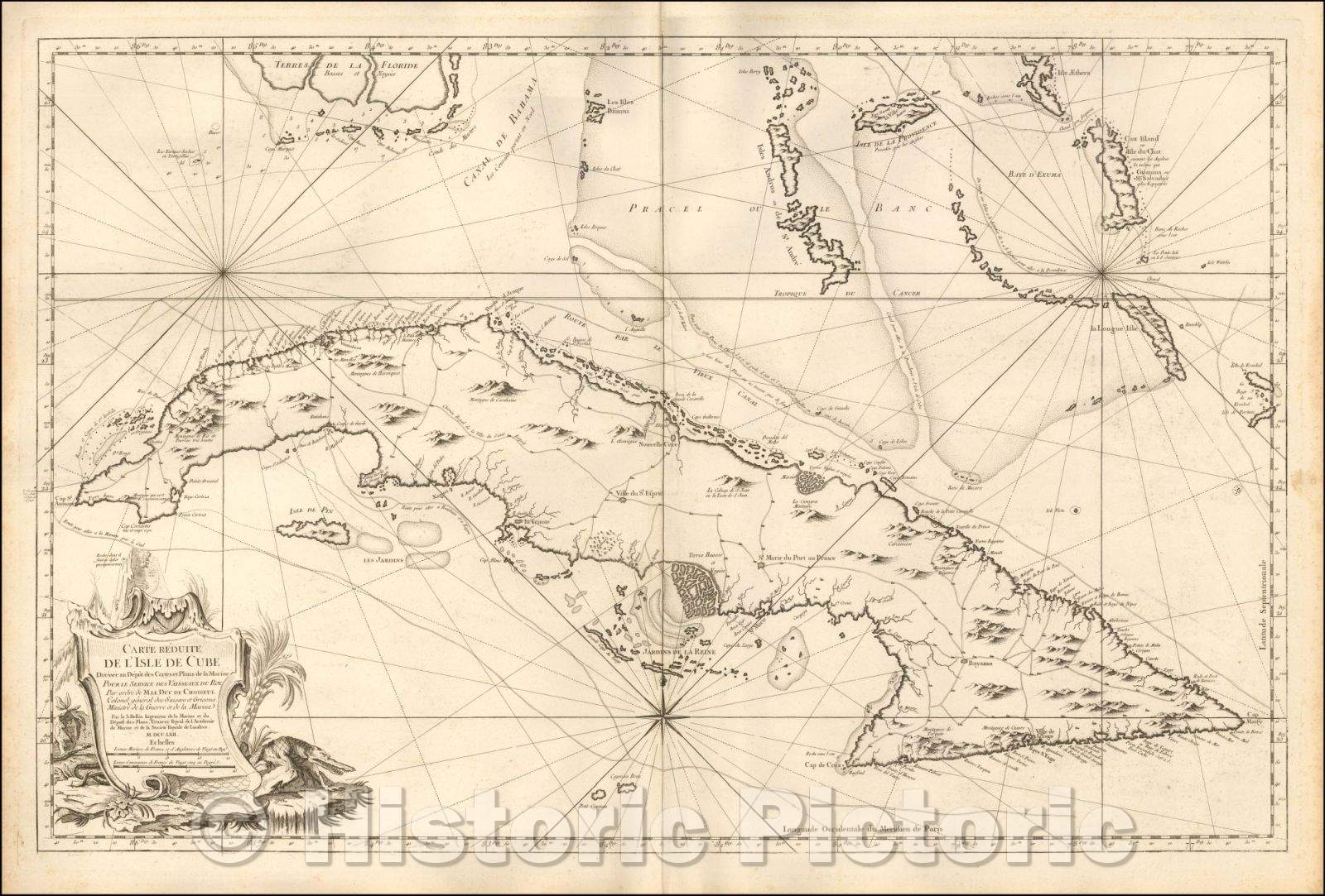 Historic Map - Reduite de l'Isle de Cube Dressee au Depot des Cartes et Plans de la Marine Pour le Service des Vaisseaux, 1762 - Vintage Wall Art