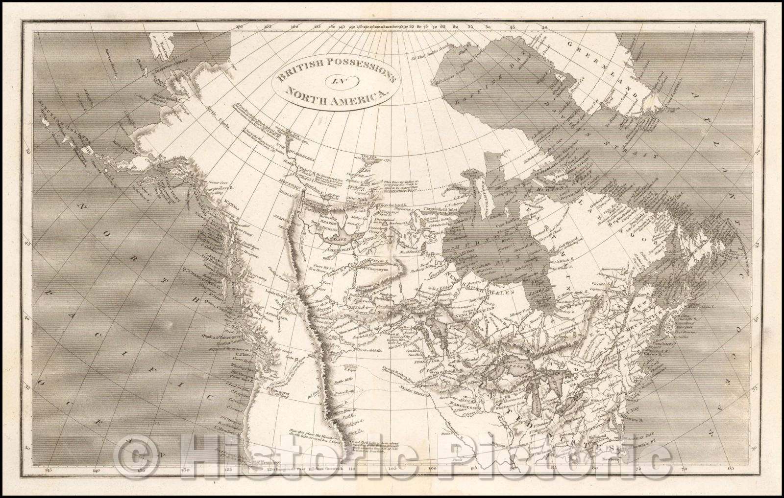 Historic Map - British Possessions in North America, 1804, Anonymous - Vintage Wall Art