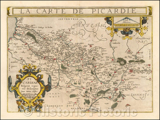 Historic Map - La Carte de Picardie, 1592, Maurice Bouguereau v1