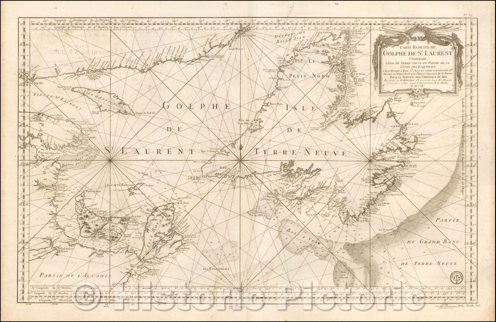 Historic Map - Carte Reduite Du Golphe De St. Laurent Contenant L'Isle De Terre Neuve et Partiede la Coste Des Esquimaux L'Isle Royale, L'Isle St. Jean, 1754 v3