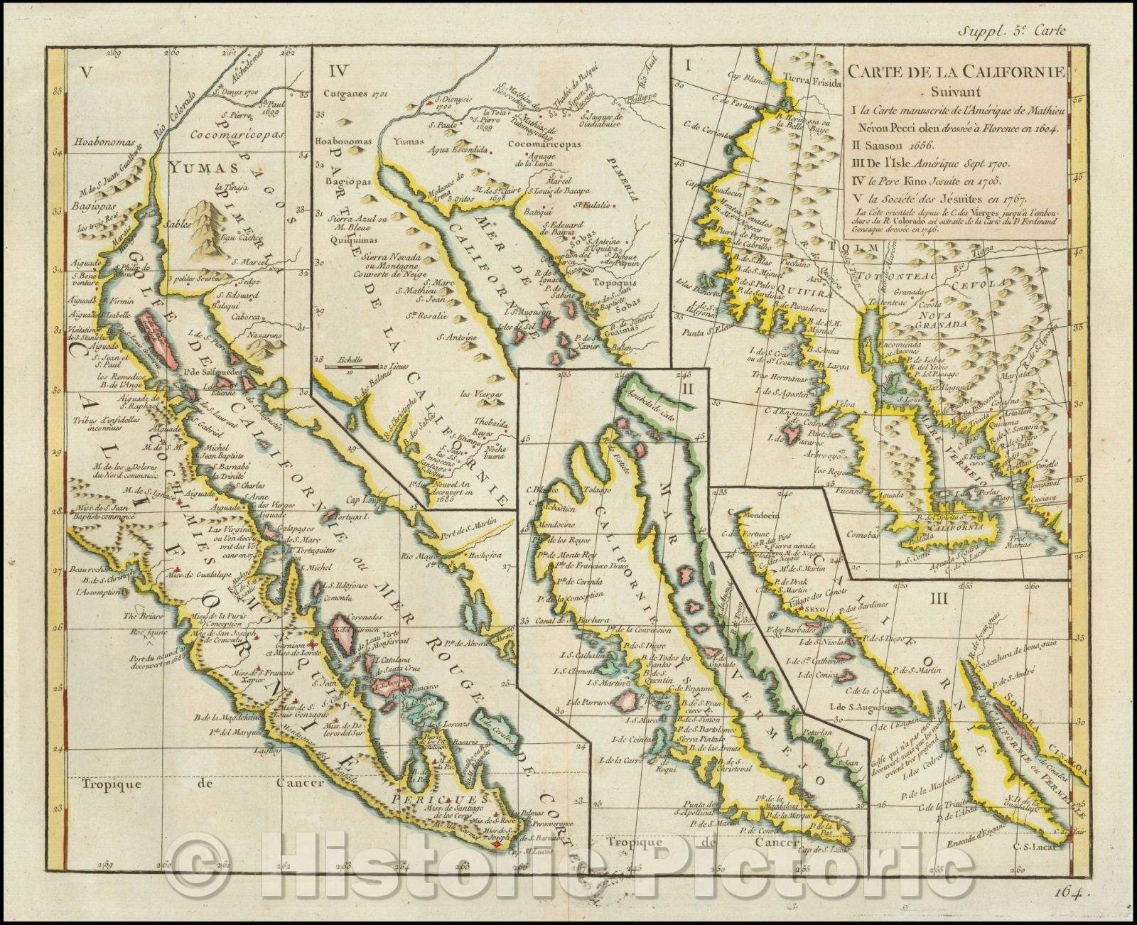 Historic Map - Carte De La Californie Suivant 1. La Carte manuscrite de l'Americque de Mathieu Neron Pecci olen dressee a Florence, 1772, Denis Diderot v2