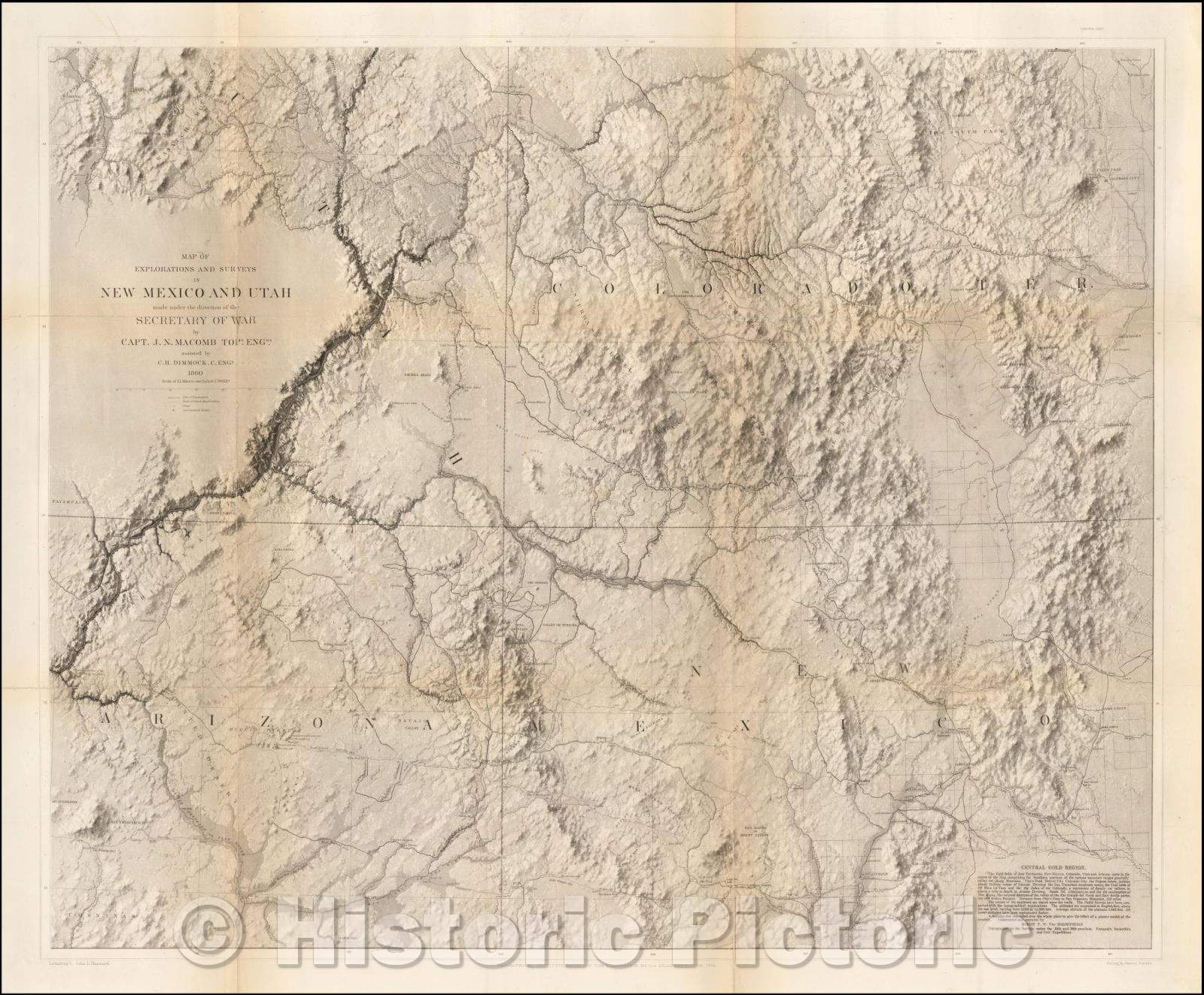 Historic Map - Map of Explorations and Surveys in New Mexico and Utah made, 1864, John N. Macomb v1