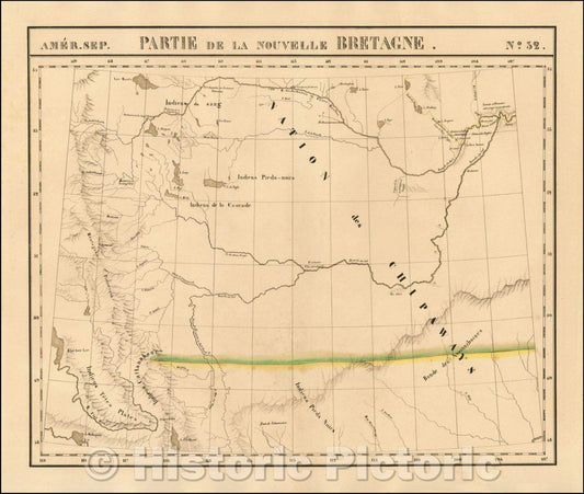 Historic Map - Montana, Calgary, Edmonton, Saskatchewan Amer. Sep. No. 32. Partie De La Nouvelle Bretagne, 1825, Philippe Marie Vandermaelen - Vintage Wall Art