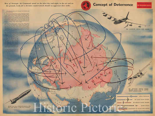 Cold War - US Strategic Air Command Reach, 1961 | Historical Map Print
