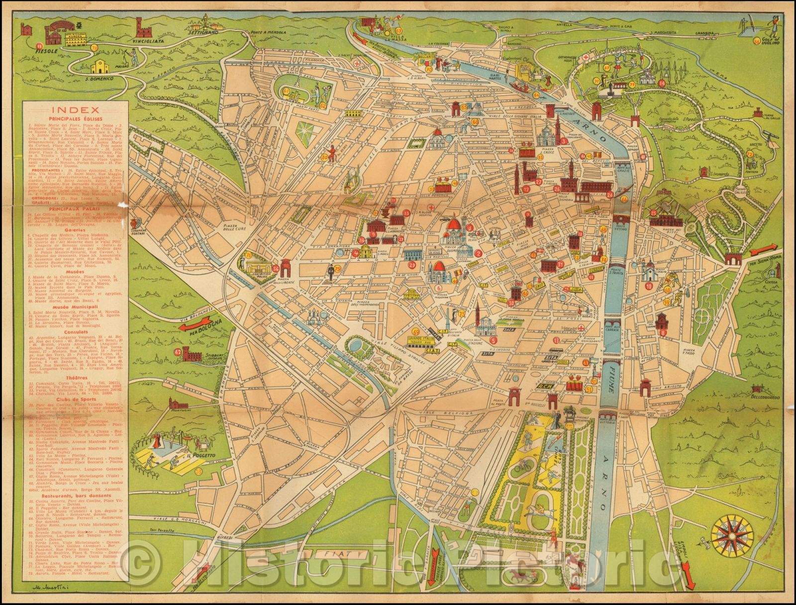 Historic Map - Florence, 1950, Anonymous - Vintage Wall Art