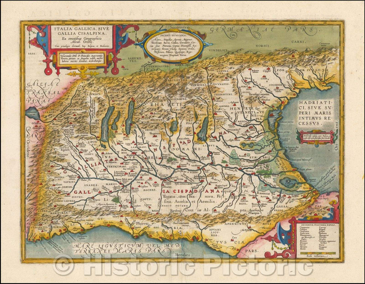 Historic Map - Italia Gallica, Sive Gallia Cisalpina, Ex conatibus Geographicis Abrah. Ortelij, 1624, Abraham Ortelius v1