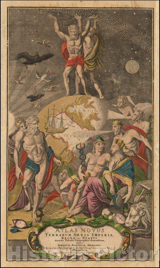 Historic Map - Title Page Atlas Novus Terrarum Orbis Imperia Regna et Status exactis Tabulis Geographice demonstrans, 1710, Johann Baptist Homann - Vintage Wall Art