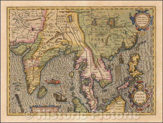 Historic Map - India Orientalis, 1610, Jodocus Hondius v2