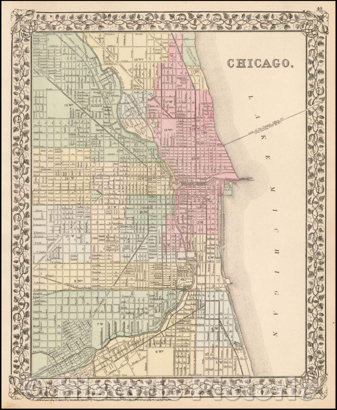 Historic Map - Chicago, 1867, Samuel Augustus Mitchell Jr. v1