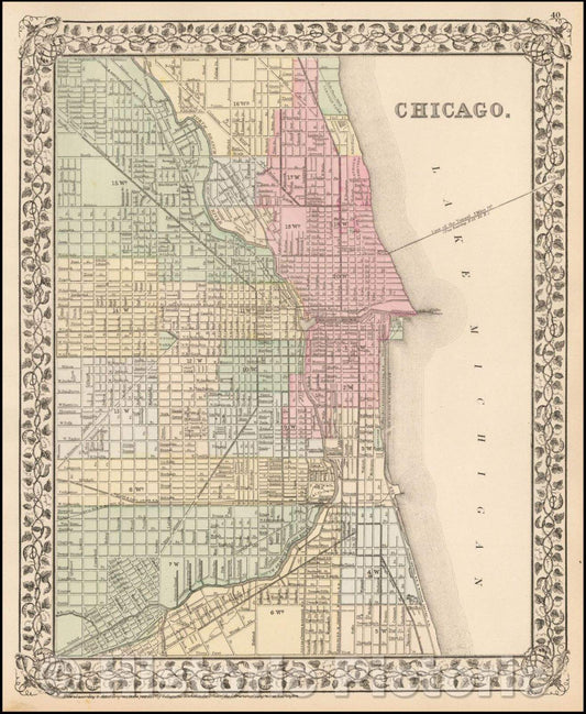 Historic Map - Chicago, 1867, Samuel Augustus Mitchell Jr. v1
