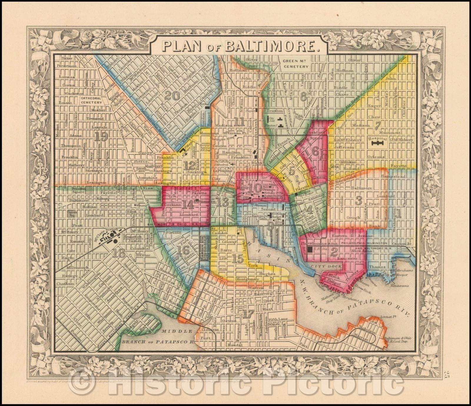 Historic Map - Plan of Baltimore, 1860, Samuel Augustus Mitchell Jr. v1