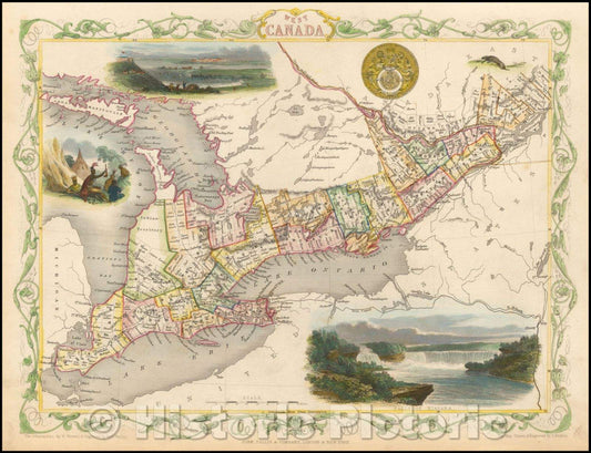 Historic Map - West Canada, 1851, John Tallis v3