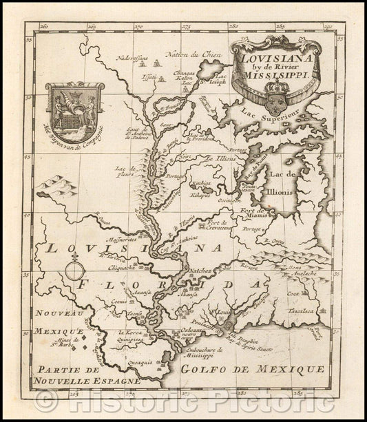 Historic Map - Louisiana, 1720, John Law v2