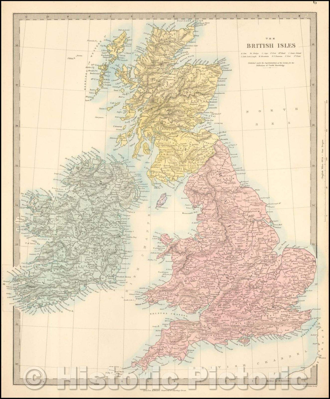Historic Map - The British Isles, 1860, SDUK - Vintage Wall Art