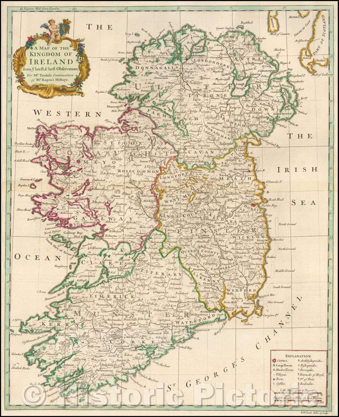 Historic Map - Kingdom of Ireland from ye latest & best Observations, 1732, Richard William Seale v1