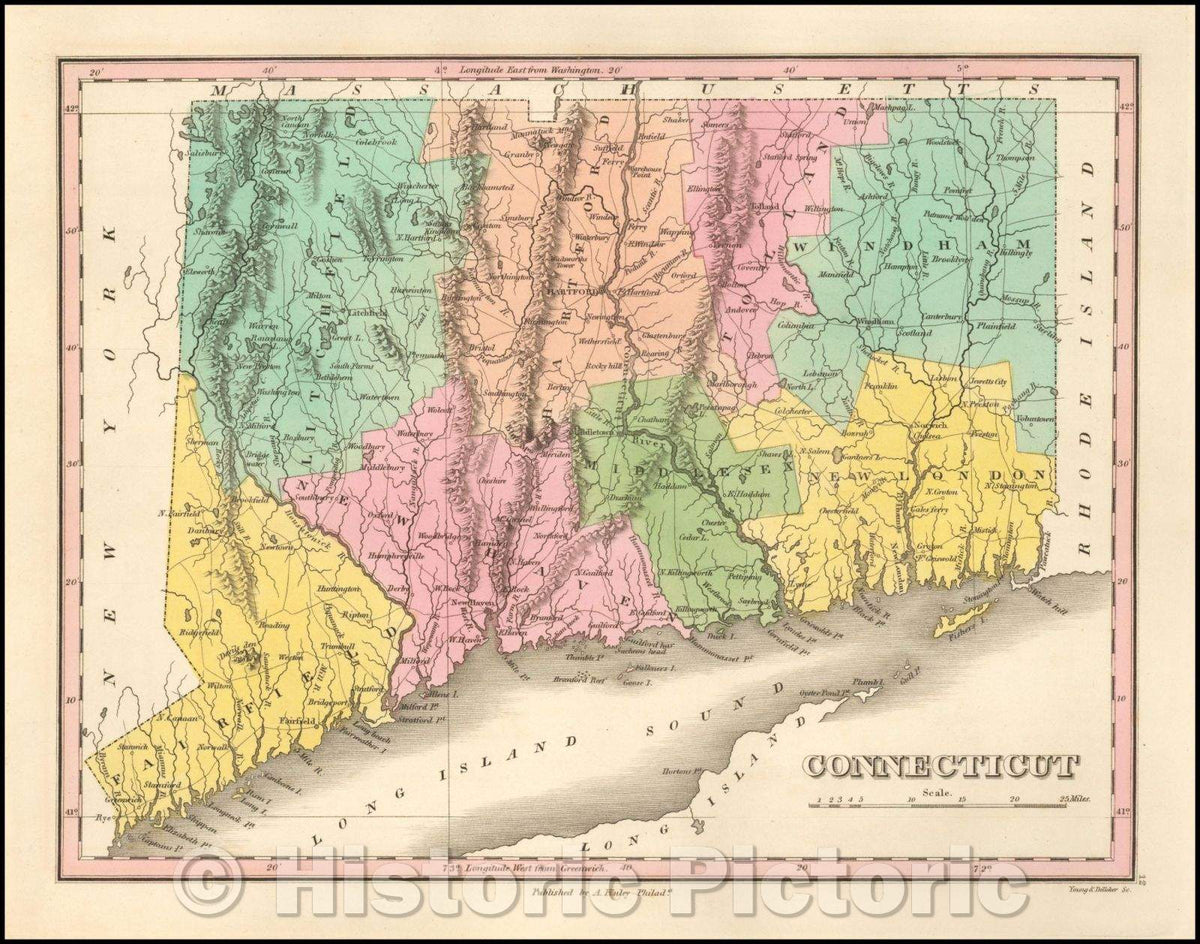 Historic Map - Connecticut, 1824, Anthony Finley v1