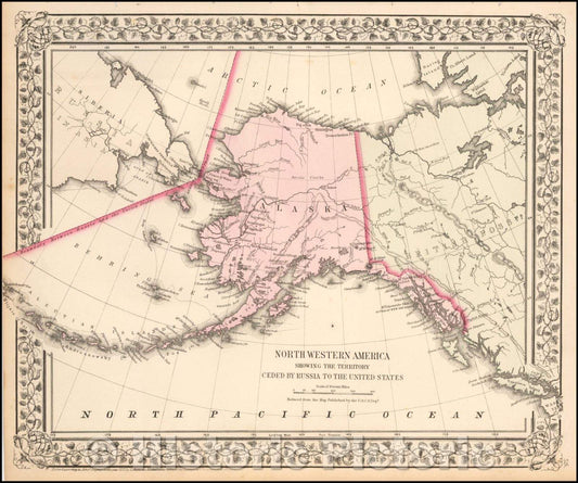 Historic Map - Northwestern America Showing The Territory Ceded, 1888, Samuel Augustus Mitchell Jr. - Vintage Wall Art