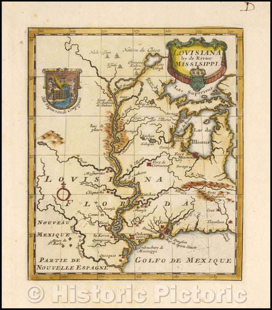 Historic Map - Louisiana, 1720, John Law v3