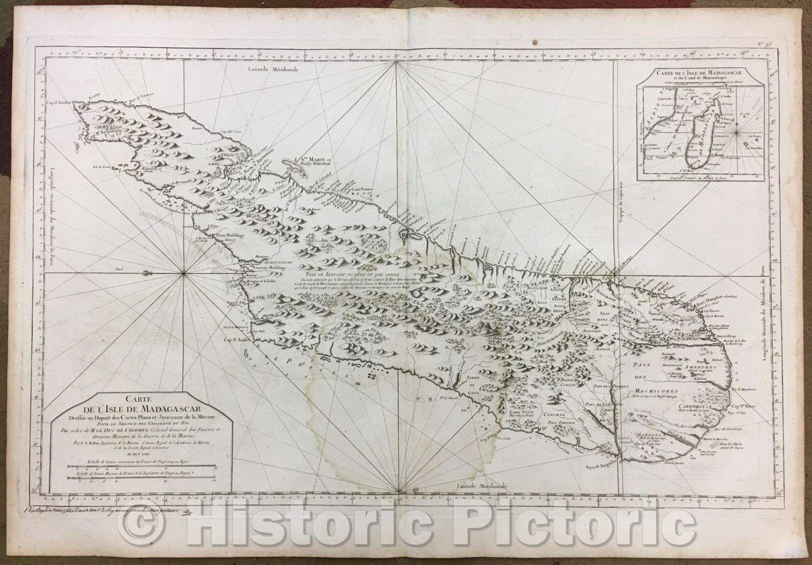 Historic Map - Carte De L'Isle de Madagascar Dressee au Depost des Cartes et Plans de Marine Pour/Bellin's second Map of Santa Domingo (Haiti), 1765 - Vintage Wall Art