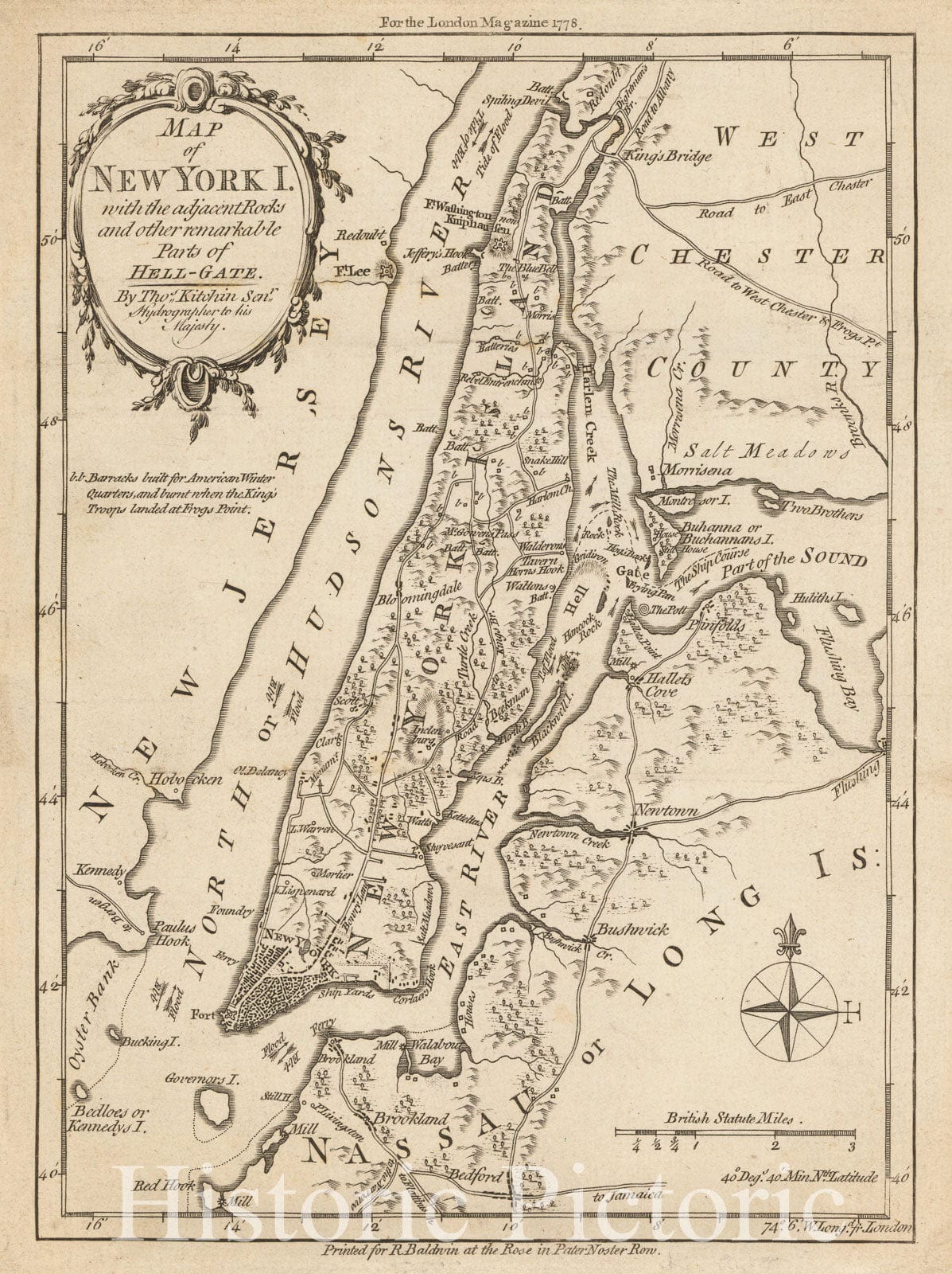 New York City and Hell-Gate - Revolutionary War Era Map, 1777