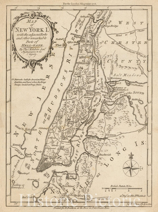 New York City and Hell-Gate - Revolutionary War Era Map, 1777