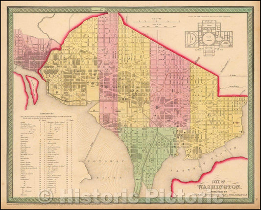 Historic Map - City of Washington, 1852, Thomas, Cowperthwait & Co. - Vintage Wall Art