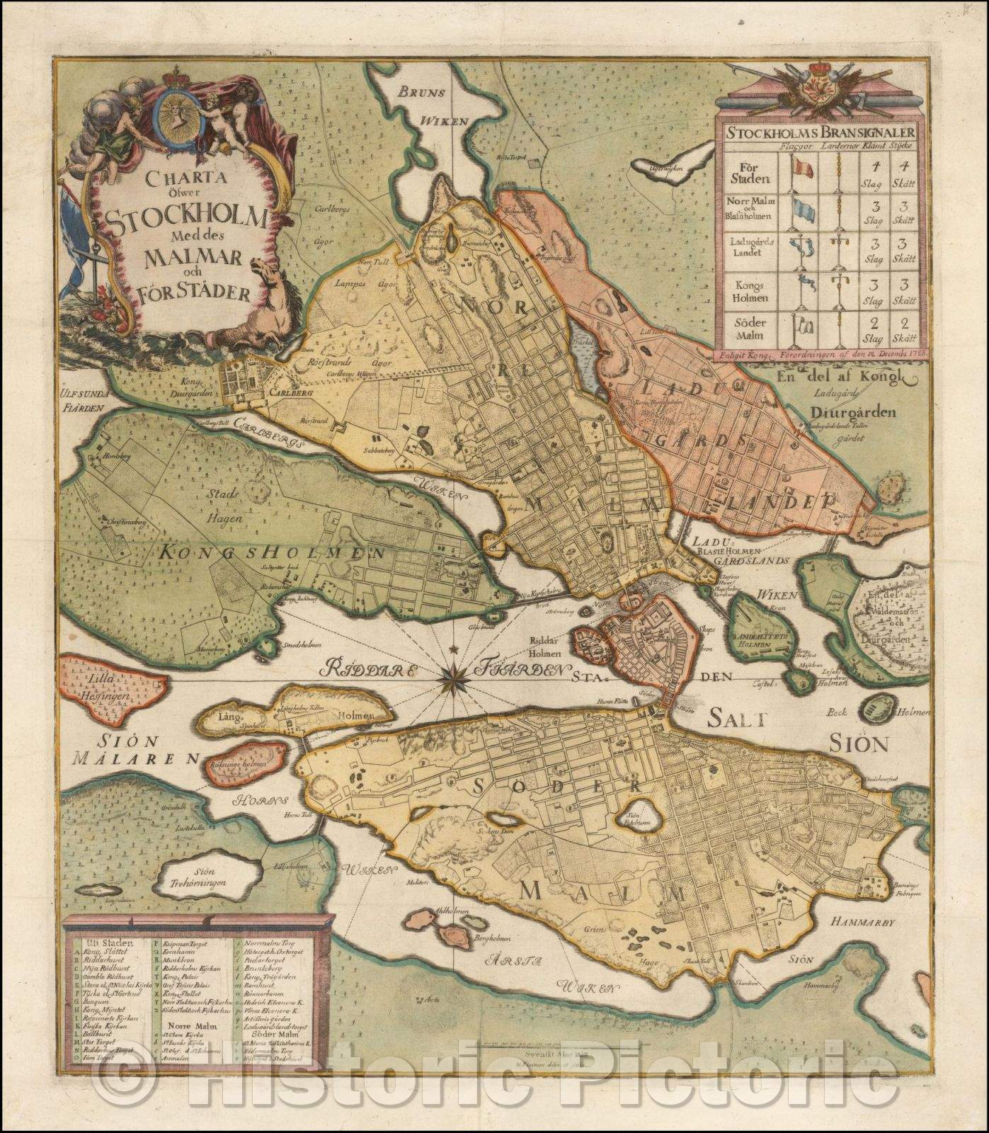 Historic Map - Charta Ofwer Stockholm Med des Malmar Och For Stader/Carta ?wer Stockholm DES Malmar And Cities, 1751, Georg Biurman - Vintage Wall Art