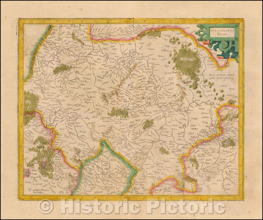Historic Map - Palatinatus Rheni/Rhine Westphalia, 1619, Gerard Mercator - Vintage Wall Art