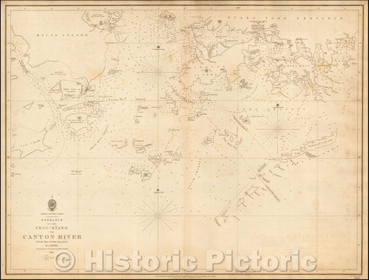 Historic Map - Entrance to the Chou-Kiang or Canton River From The Outer Islands To Lintin Surveyed, 1840, British Admiralty - Vintage Wall Art