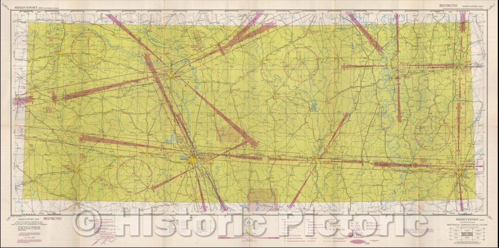 Historic Map - Shreveport, 1944, U.S. Coast & Geodetic Survey - Vintage Wall Art