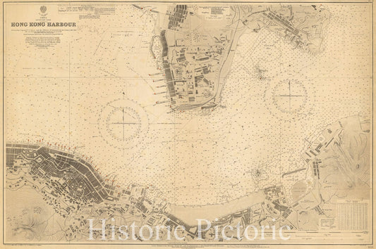 Historic Map - Hong Kong Harbour Surveyed, 1916, British Admiralty - Vintage Wall Art