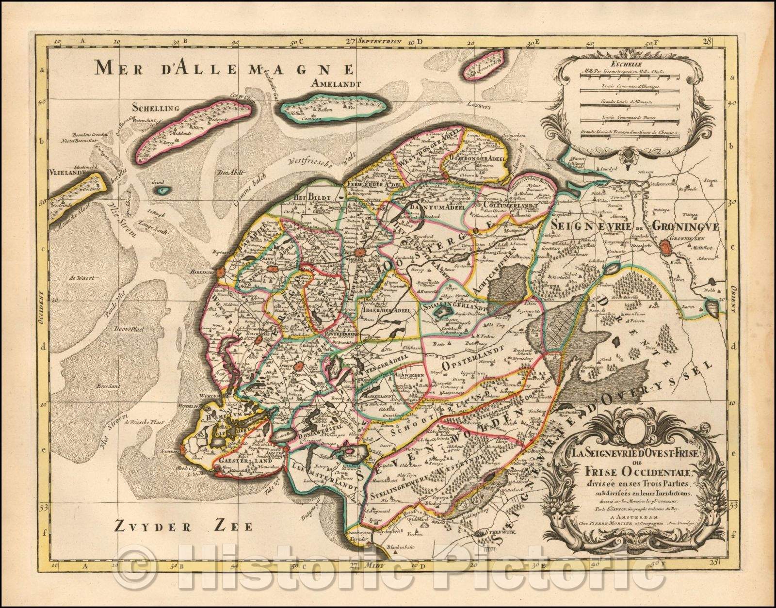 Historic Map - La Seigneurie D'Ouest-Frise ou Frise Occidentale/Map of West Friesland, 1692, Pieter Mortier - Vintage Wall Art