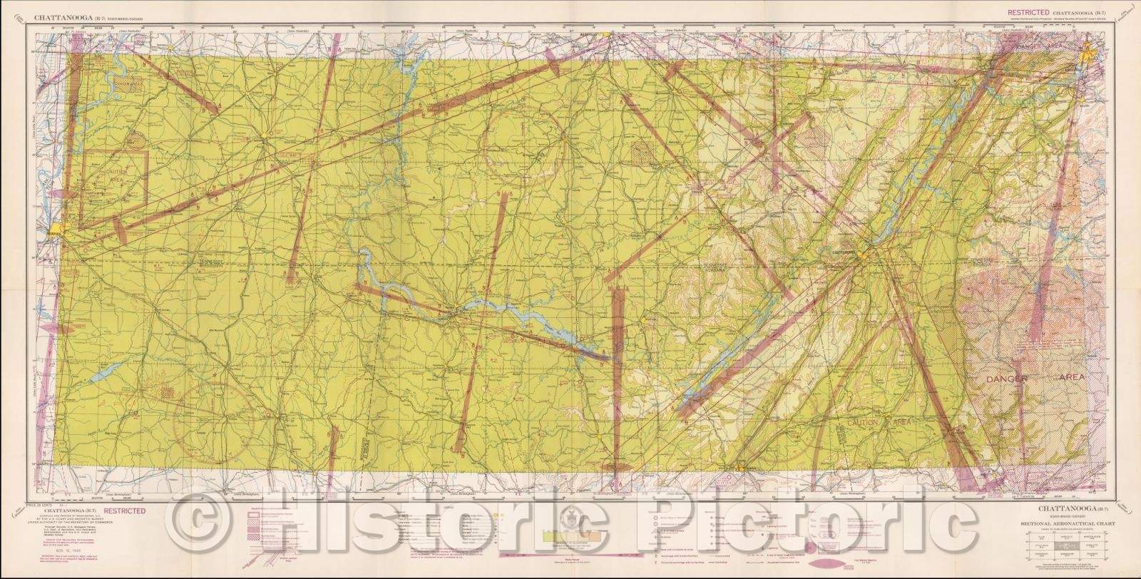 Historic Map - Chattanooga, 1944, U.S. Coast & Geodetic Survey - Vintage Wall Art