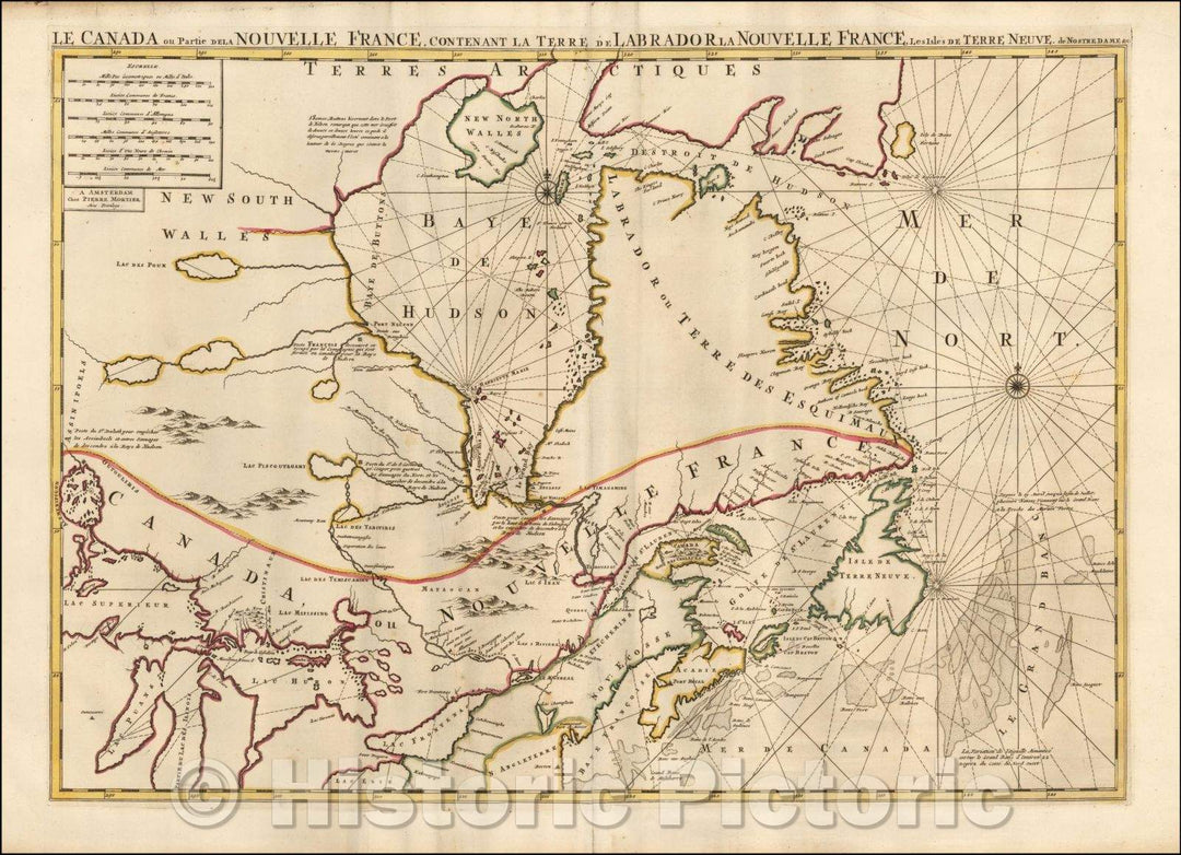Historic Map - Le Canada ou Partie de la Nouvelle France, Contenant la Terre de Labrador la Nouvelle France, les Isles de Terre Neuve, de Nostre Dame, 1696 v2