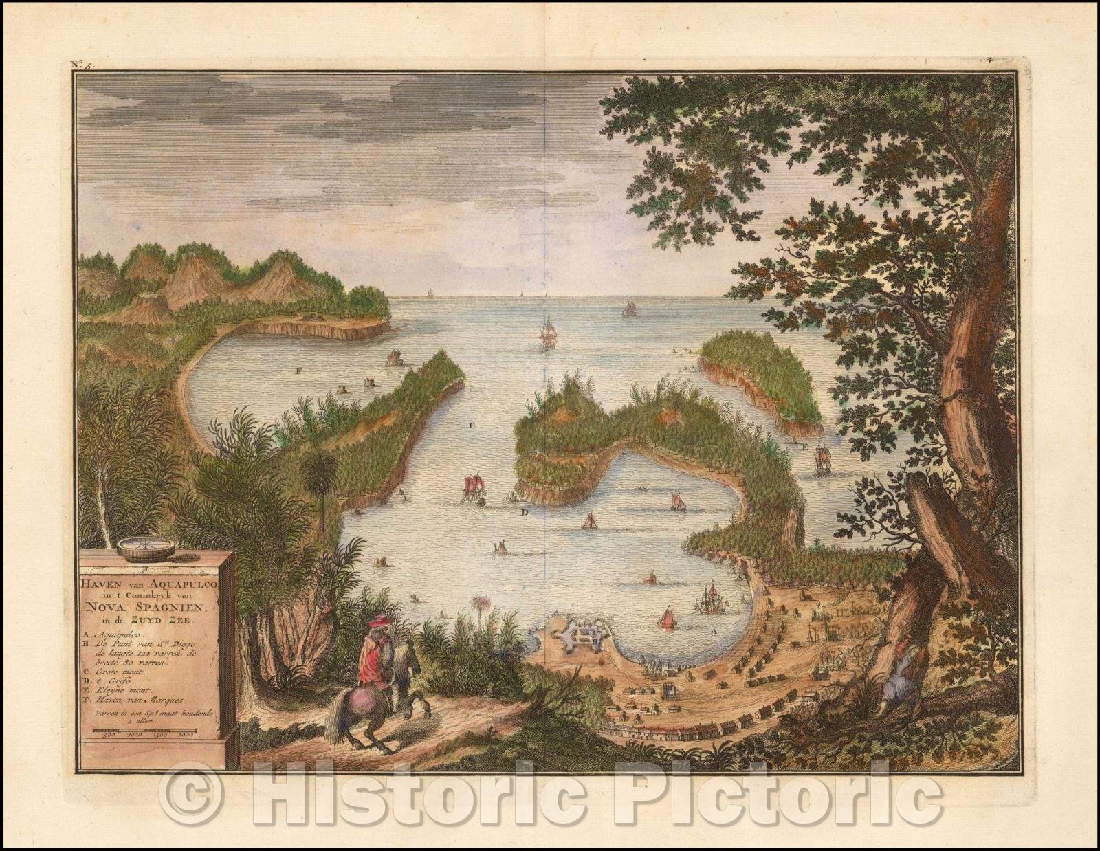 Historic Map - Haven van Aquapulco in t' Coninkryk van Nova Spagnien in de Zuyd Zee/Port of Aquapulco in t 'Coninkryk Nova Spagnien in Zuyd Sea, 1726 - Vintage Wall Art