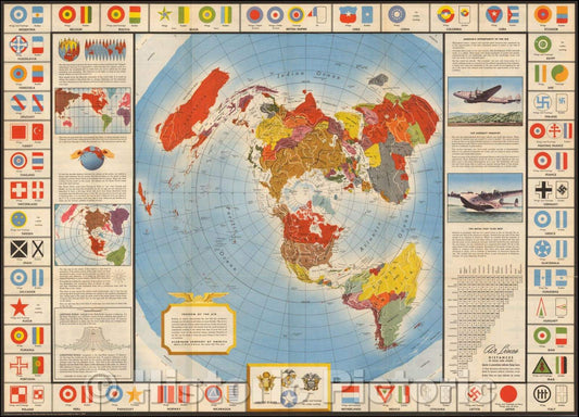 Historic Map - Global Map for Global War and Global Peace, 1943, Alcoa Map Department - Vintage Wall Art
