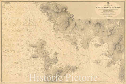 Historic Map - Hong Kong Island - East Lamma Channel. Surveyed, 1904, British Admiralty - Vintage Wall Art