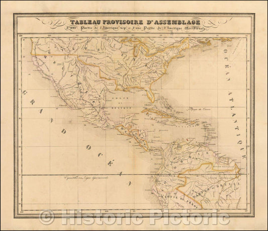 Historic Map - Tableau Provisoire D'Assemblage d'une Partie de l'Amerique seple. & d'une Partie de l'Amerique Meridionale, 1825, Philippe Marie Vandermaelen - Vintage Wall Art