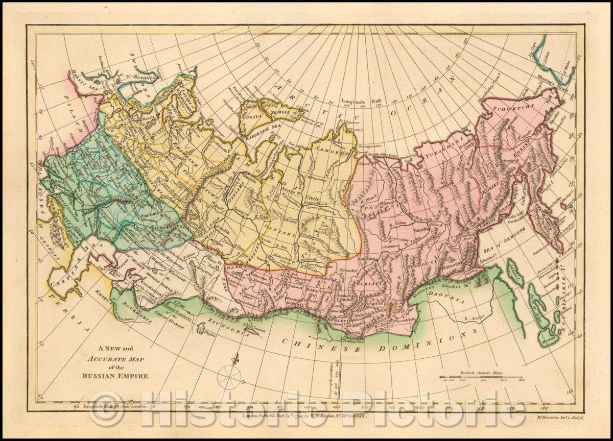 Historic Map - A New and Accurate Map of the Russian Empire, 1794, Robert Wilkinson - Vintage Wall Art