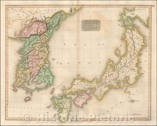 Historic Map - Corea and Japan, 1817, John Thomson - Vintage Wall Art